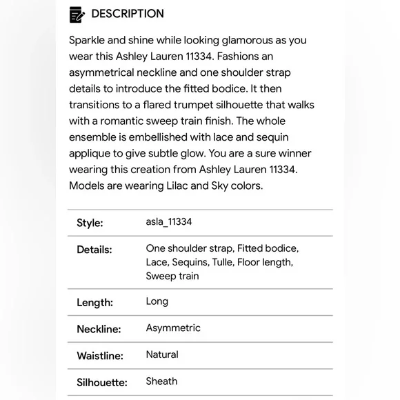 ASHLEY LAUREN ASLA STYLE#11334 PROM/FORMAL/PAGEANT DRESS - Picture 14 of 14